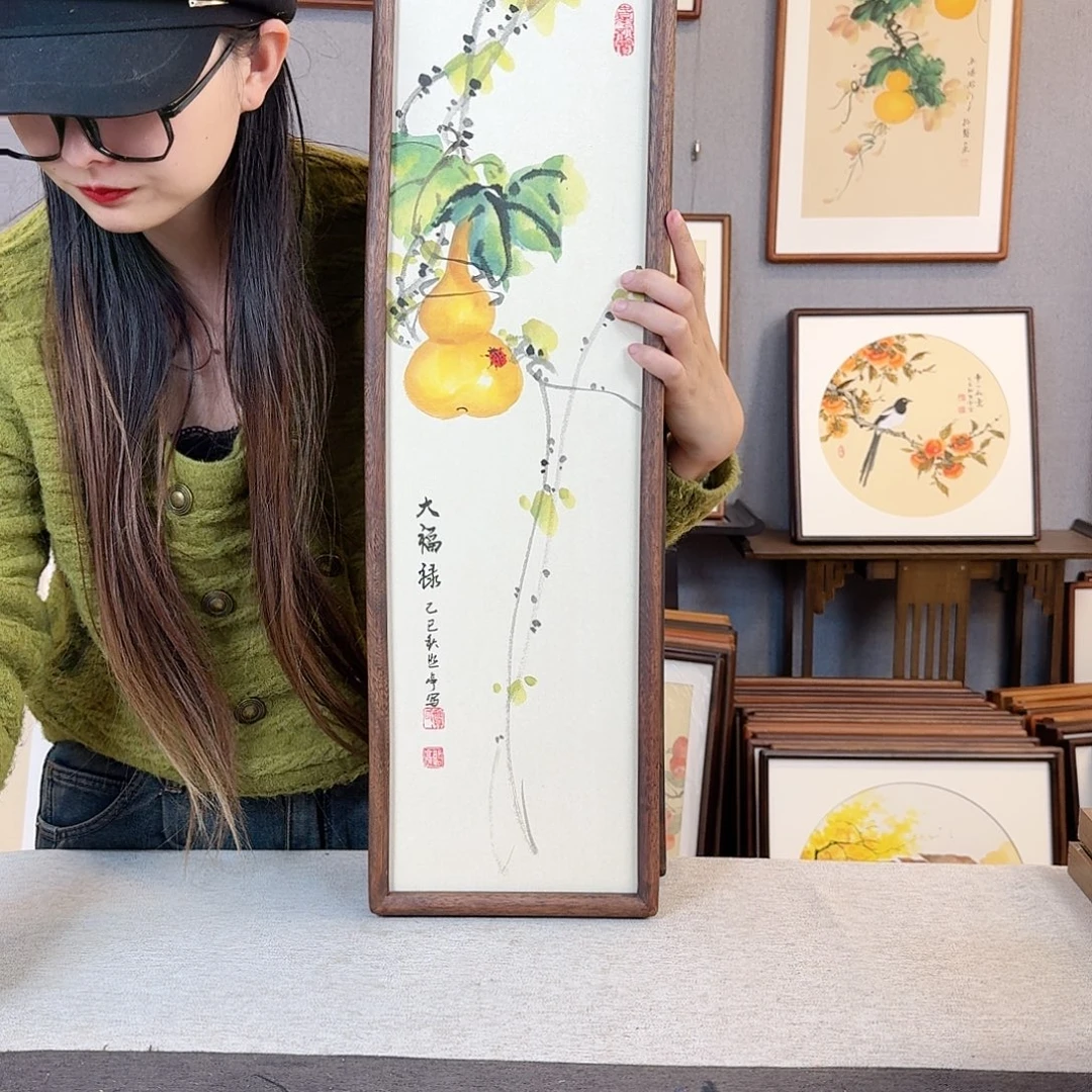 版画纯手绘，纯手写带框尺寸：20×70厘米