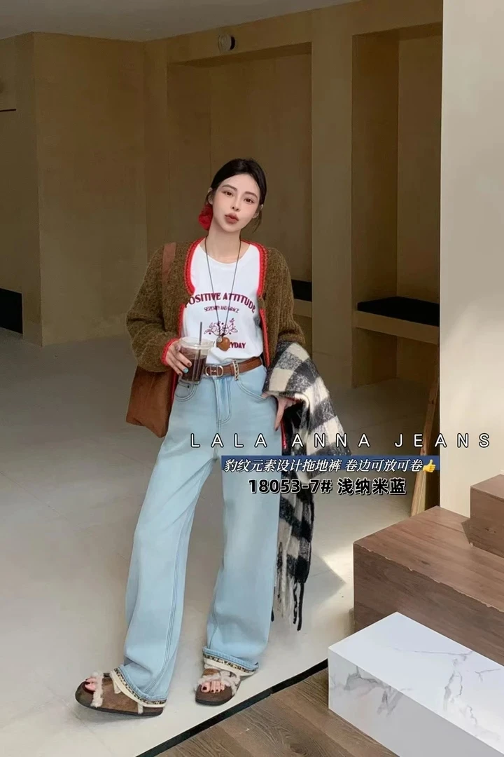 冬季植绒直筒裤18053