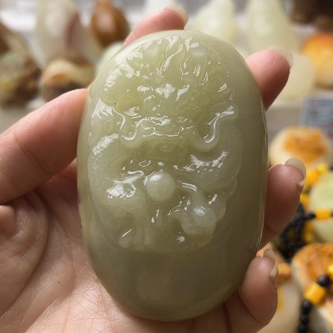 石材方解石手把摆件不退换龙微瑕