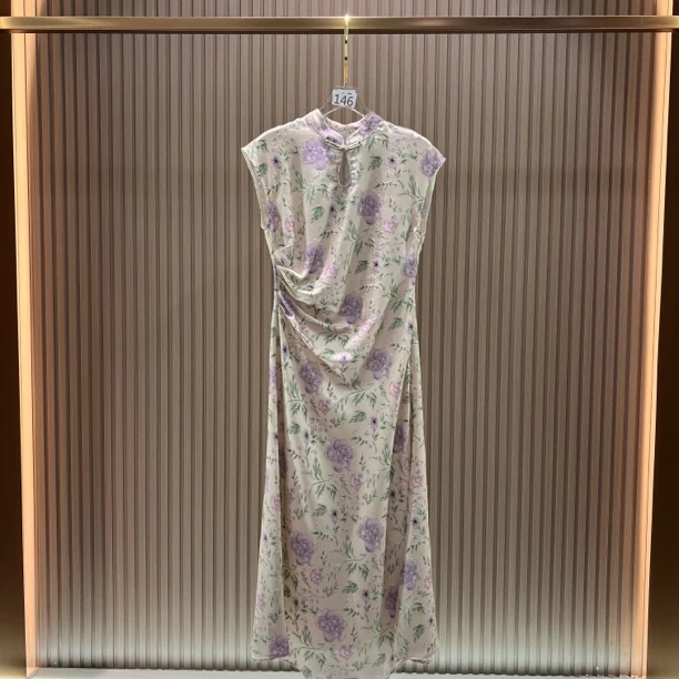 【回眸一笑】桑蚕丝花萝气质夏季碎花中长款连衣裙