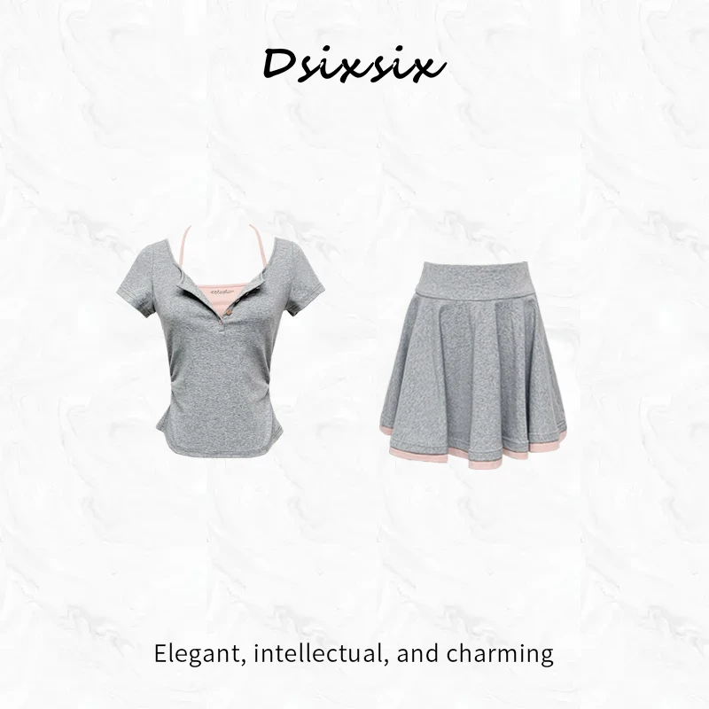 MEI KA【雾都少女】新款纯欲风高级感气质假两件连衣裙套装女