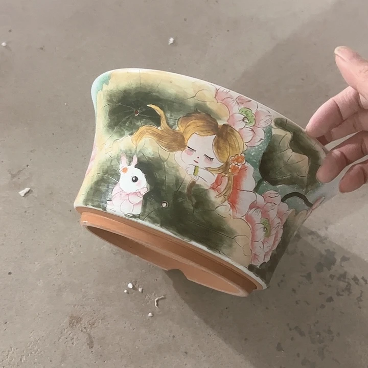 景德镇手绘花盆 满38包邮