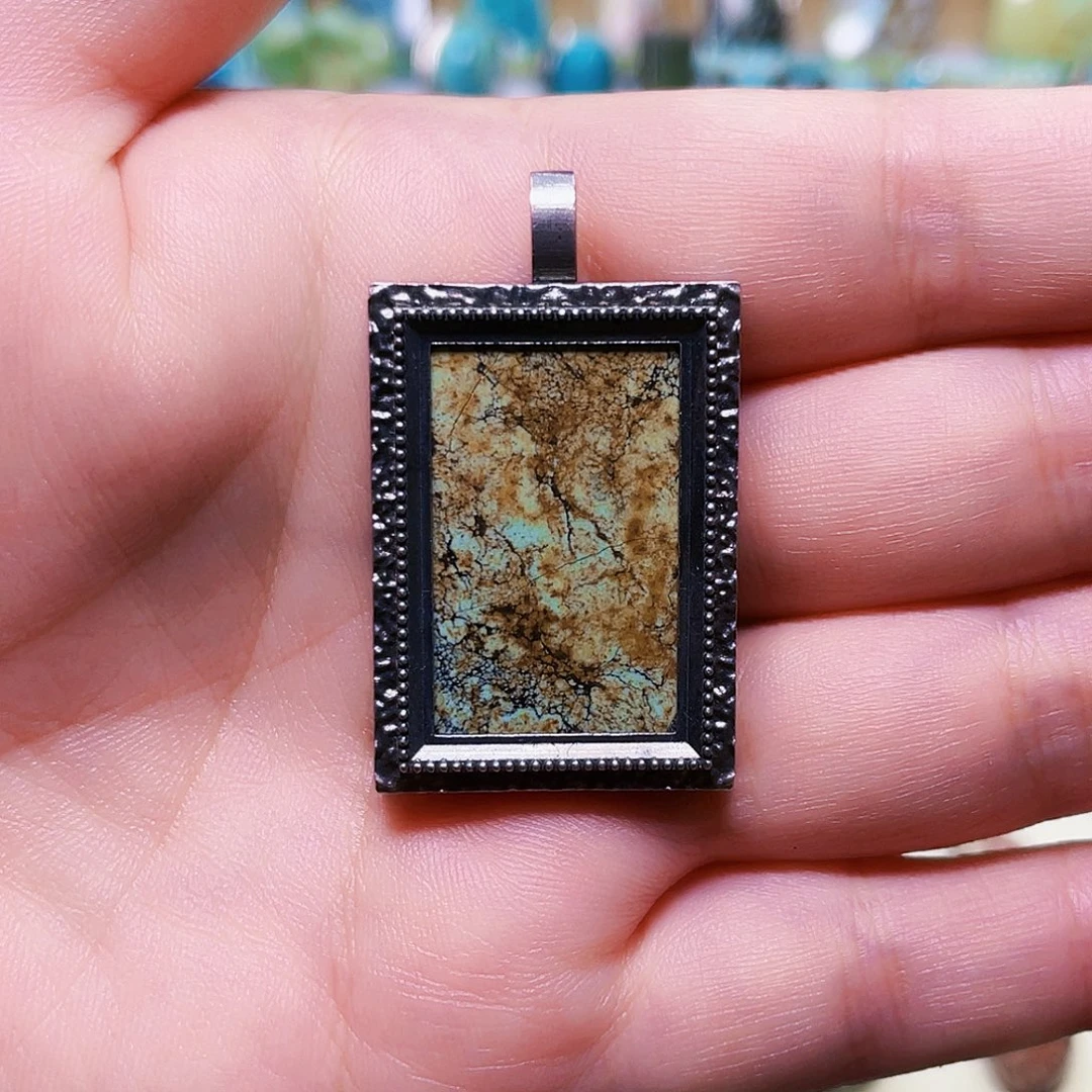 银S925镶嵌绿松石原矿绿松石