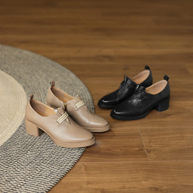 【MUUNIE】5cm,2025新款单鞋里外真皮时尚百搭舒适柔软尖头女鞋