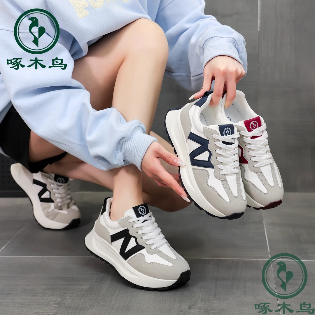 woodpecker/啄木鸟2025秋季新款百搭时尚休闲厚底增高运动鞋女