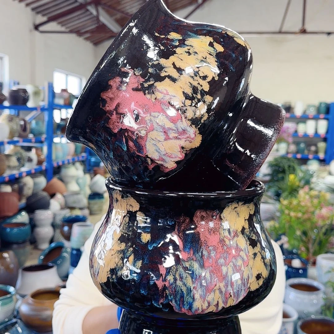 紫砂花盆高20口19