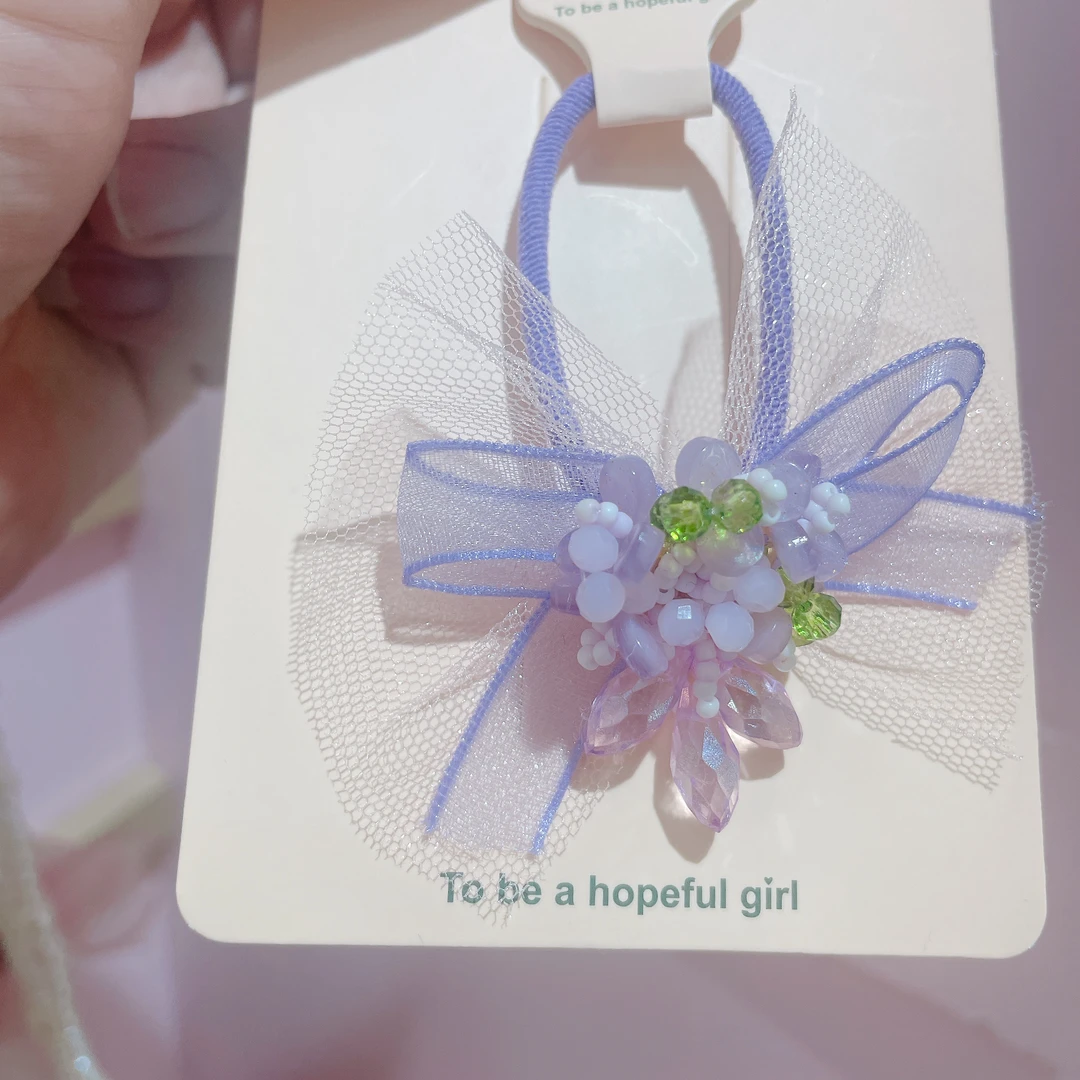 XB-4523【满9.9包邮】手工串珠蝴蝶结发圈