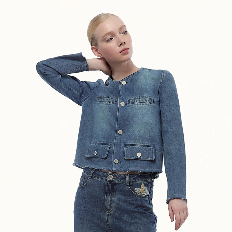 Eachway/艺之卉休闲时尚100%棉牛仔外套EV11CE0114