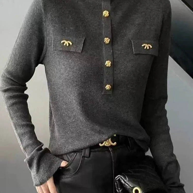 职业阿玛诗官方女装2025年秋季半高领针织衫女软糯舒适显瘦内搭毛