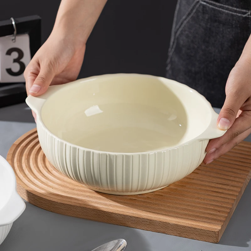 芬利兰福禄如意10.5英寸陶瓷餐具双耳汤盆轻奢简约家用