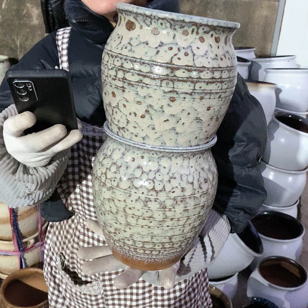 紫砂花盆小烧裂瑕疵口17高21