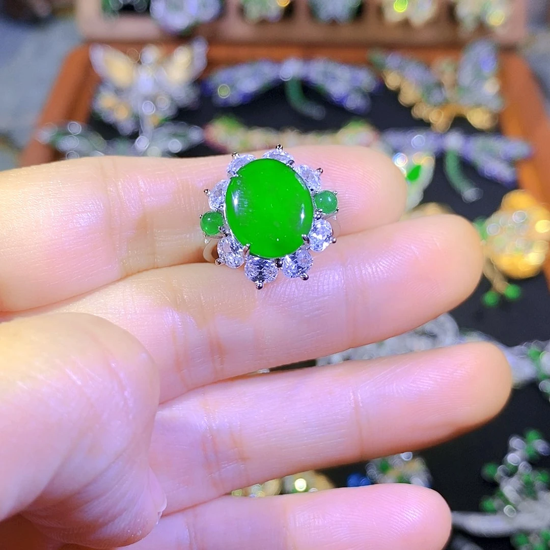 吊坠(不含链)银S925镶嵌翡翠