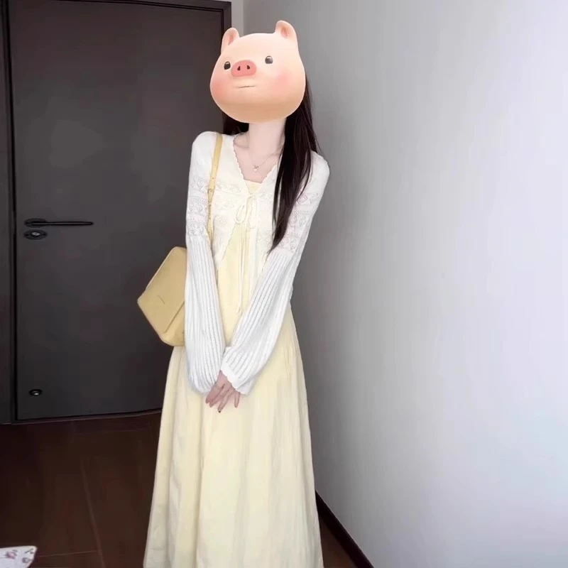 春夏季法式温柔宽松时尚气质减龄孕妇哺乳连衣裙子+显瘦开衫