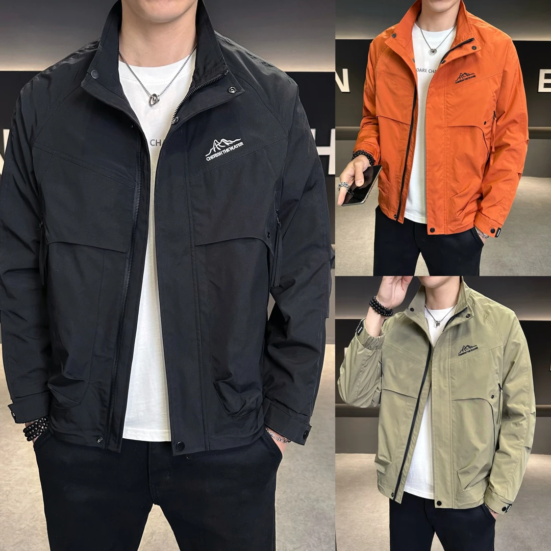 8816春季立领新款防风外套拉链口袋立体刺绣休闲百搭韩版户外工装