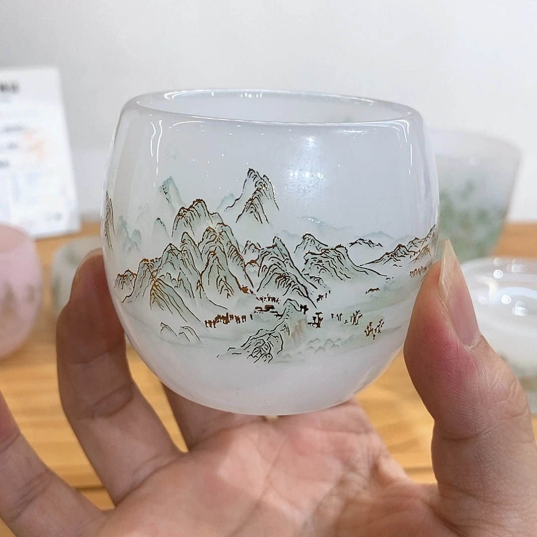 手工艺品琉璃千里江山主人杯