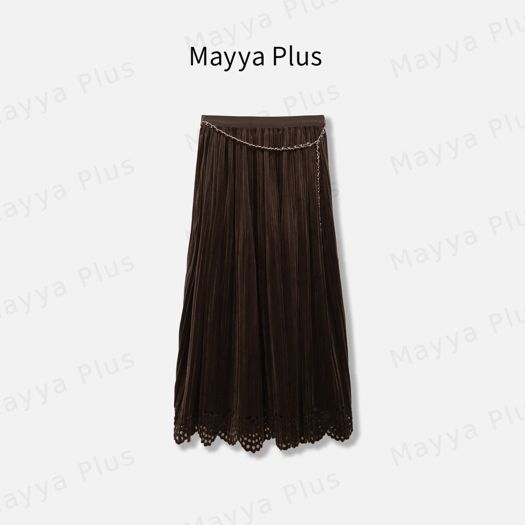 【丝绒序曲】Mayya Plus麦芽定制气质显瘦流光风A字半身裙32546366