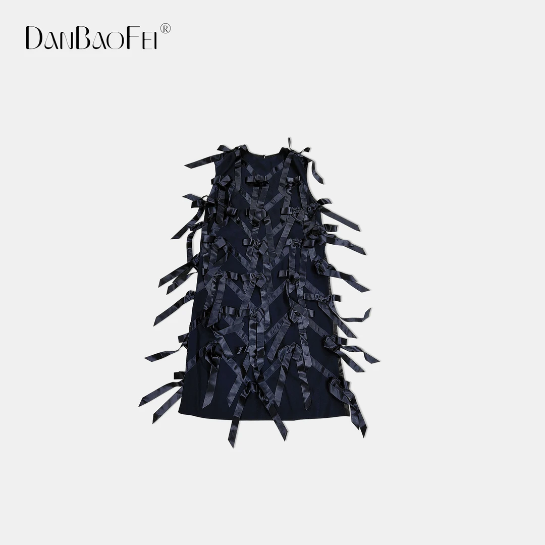 //2025早春新小众设计女装蝴蝶缎带背心裙 YLM00597