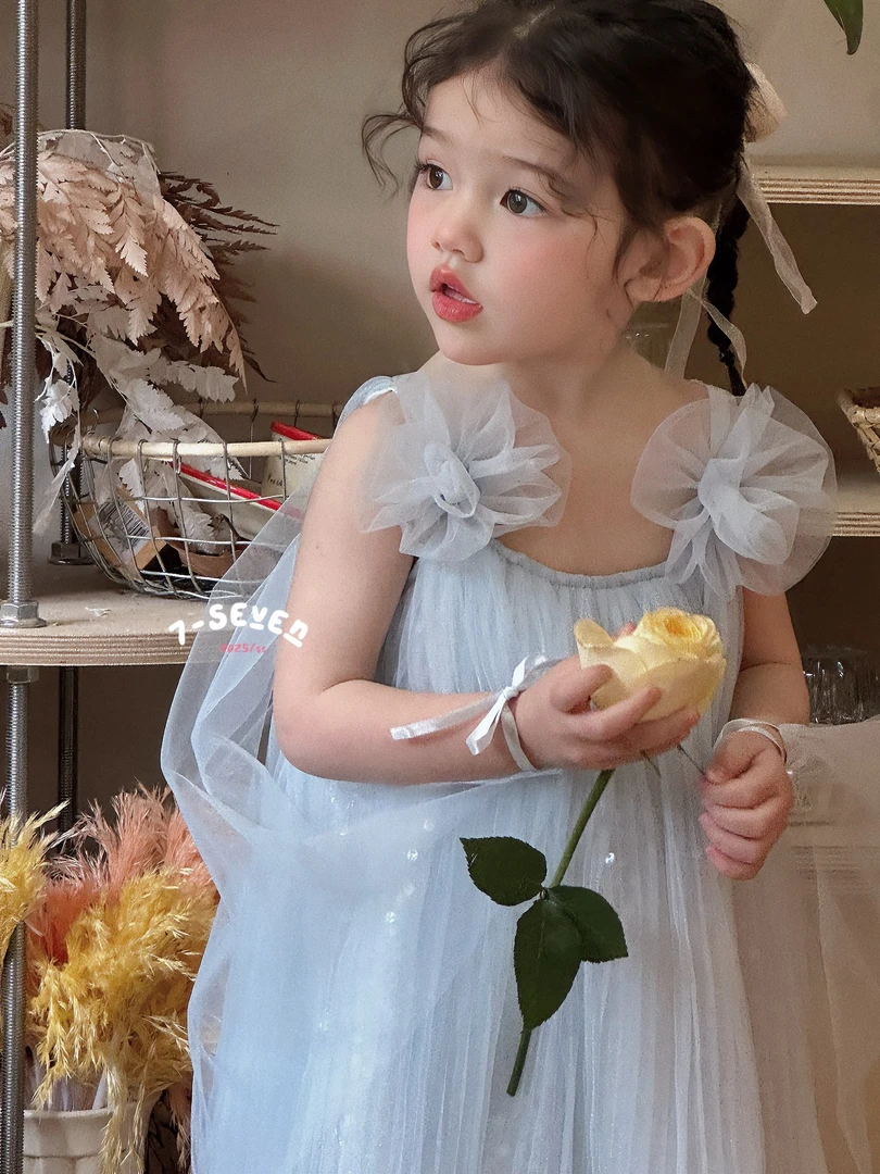 7-seven·25 夏款纱裙女宝连衣裙花朵可爱洋气宝宝纱裙夏季女童