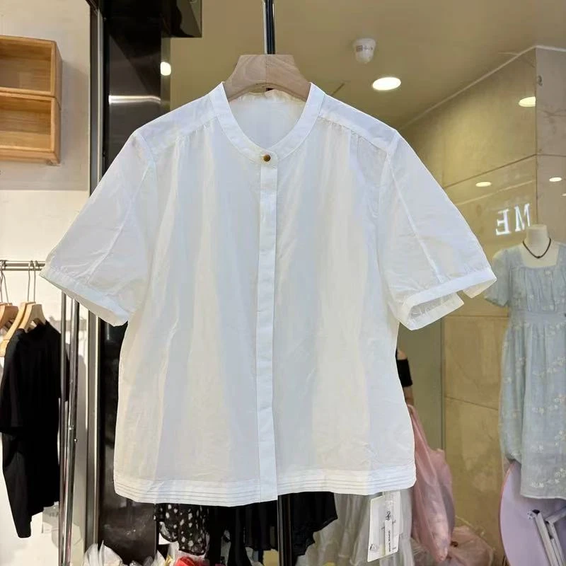 069 丽丽--法式净色简约百搭显瘦打底衬衣