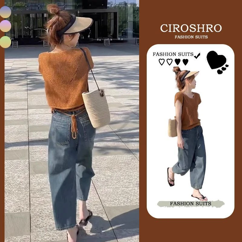 夏季女装小个子穿搭一整套网红炸街时尚活泼减龄上衣阔腿裤两件套