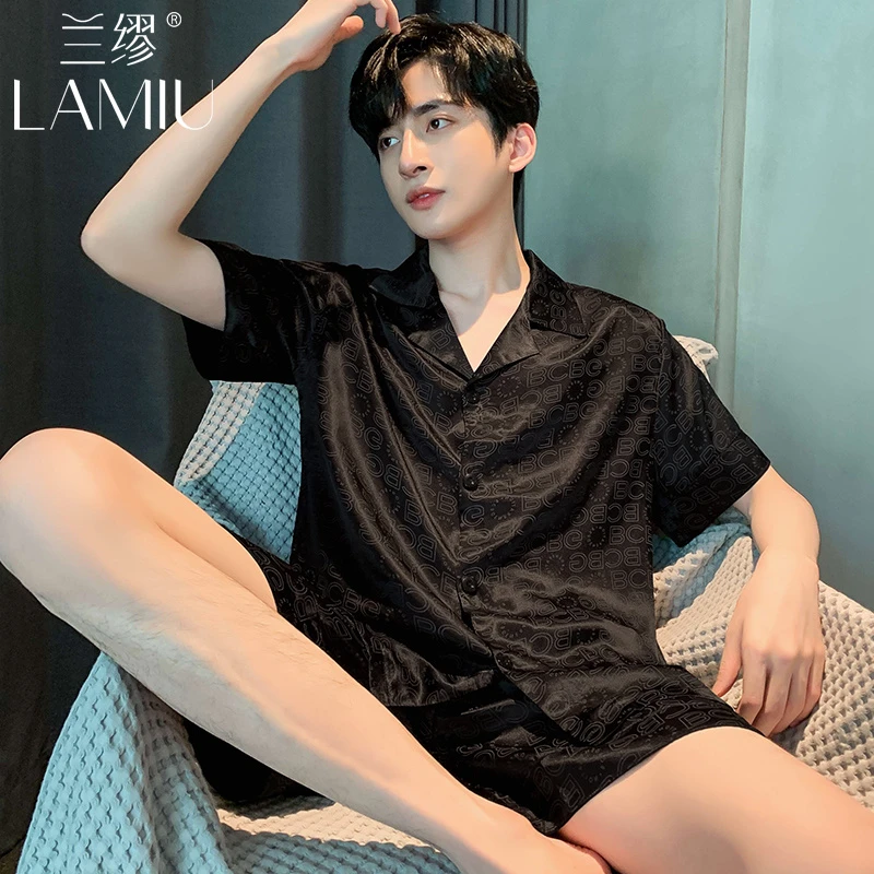 男睡衣男士冰丝短袖夏季家居服凉感大码薄款夏款2025新款加肥高档