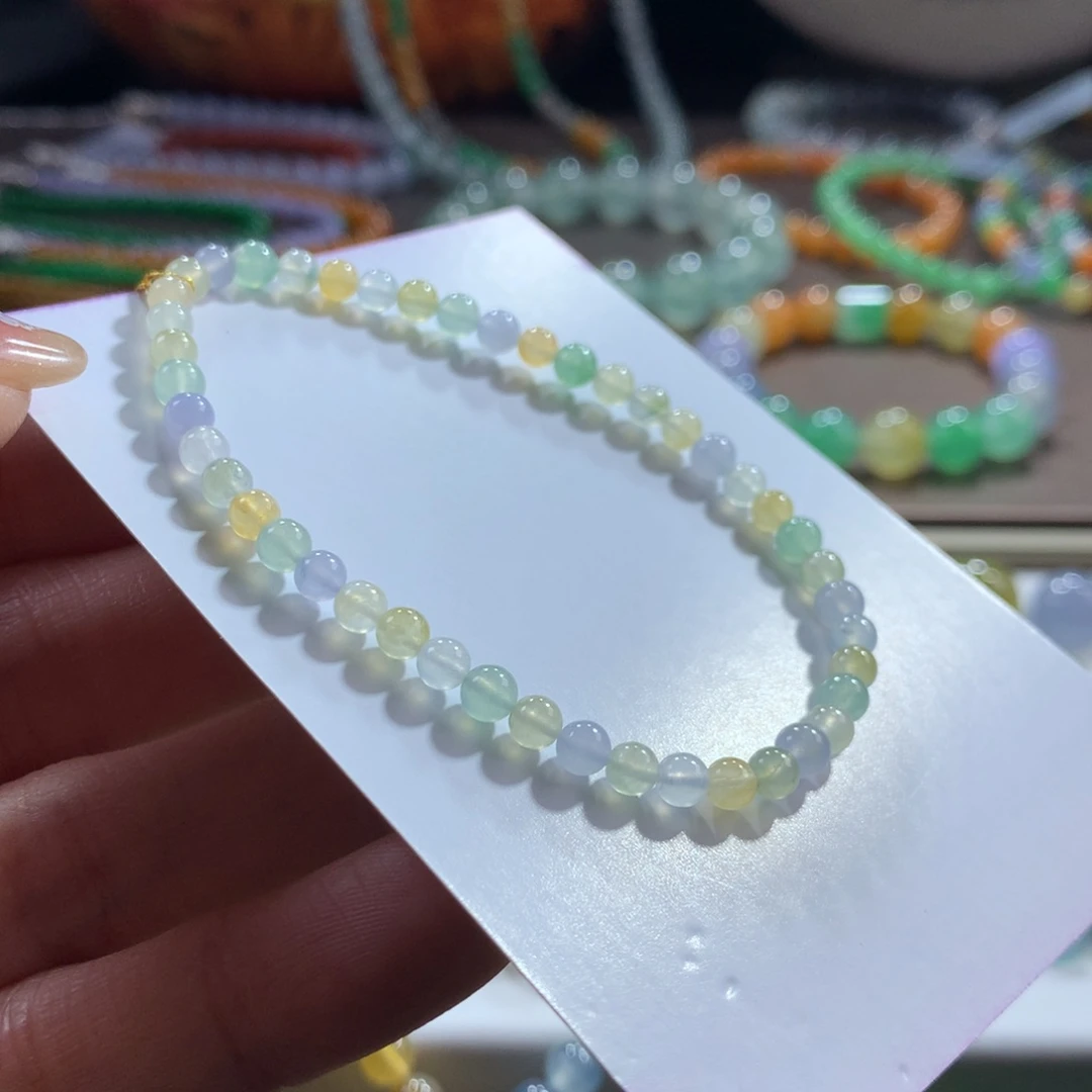 翡翠未镶嵌手链冰幻彩卡4
