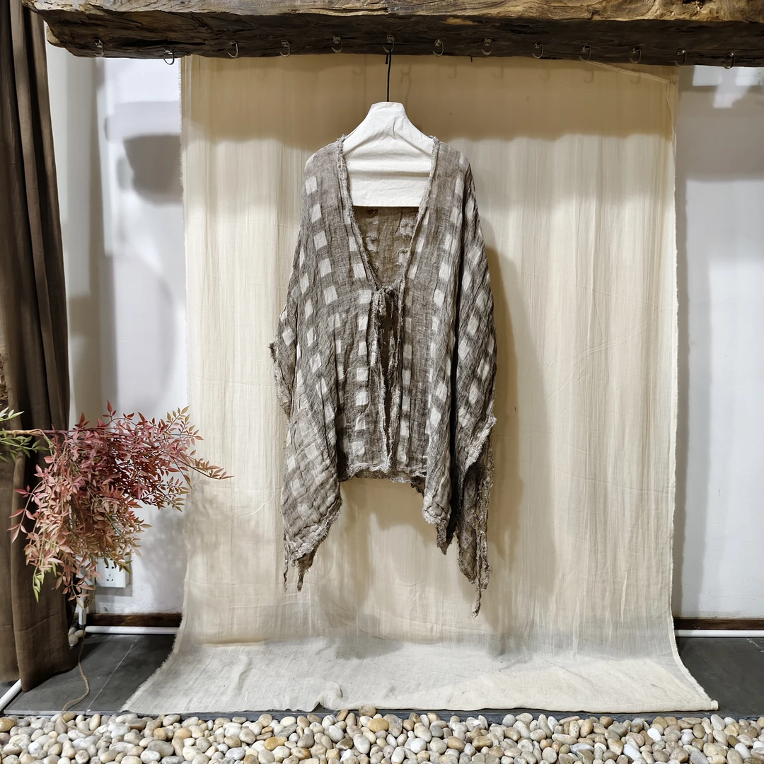 情侣无极3689格纹拉毛开衫