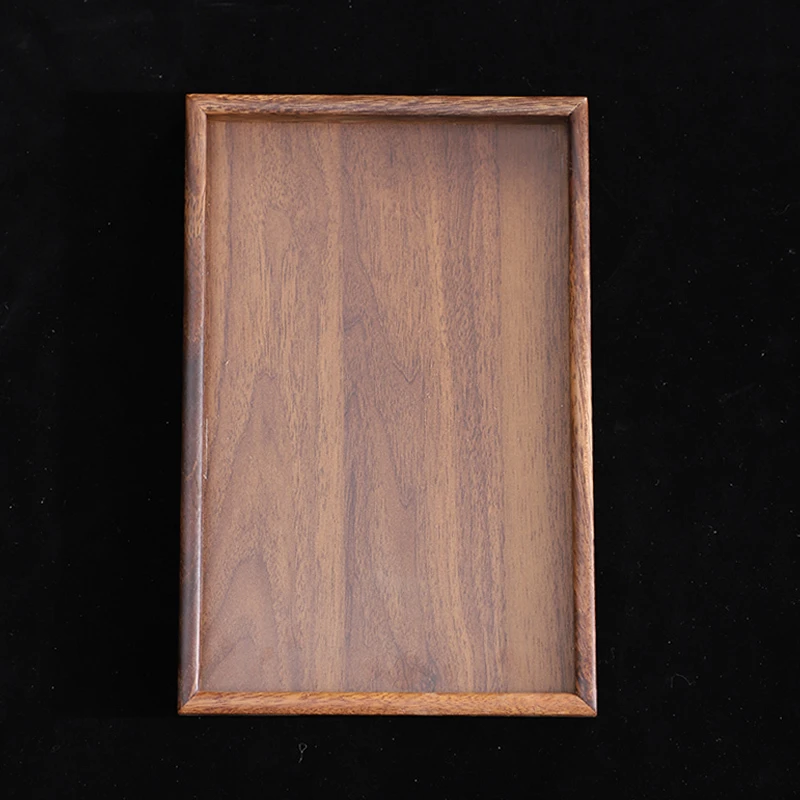 茶奉收纳盘桌面茶室收纳置物南美胡桃木实木质创意家用复古