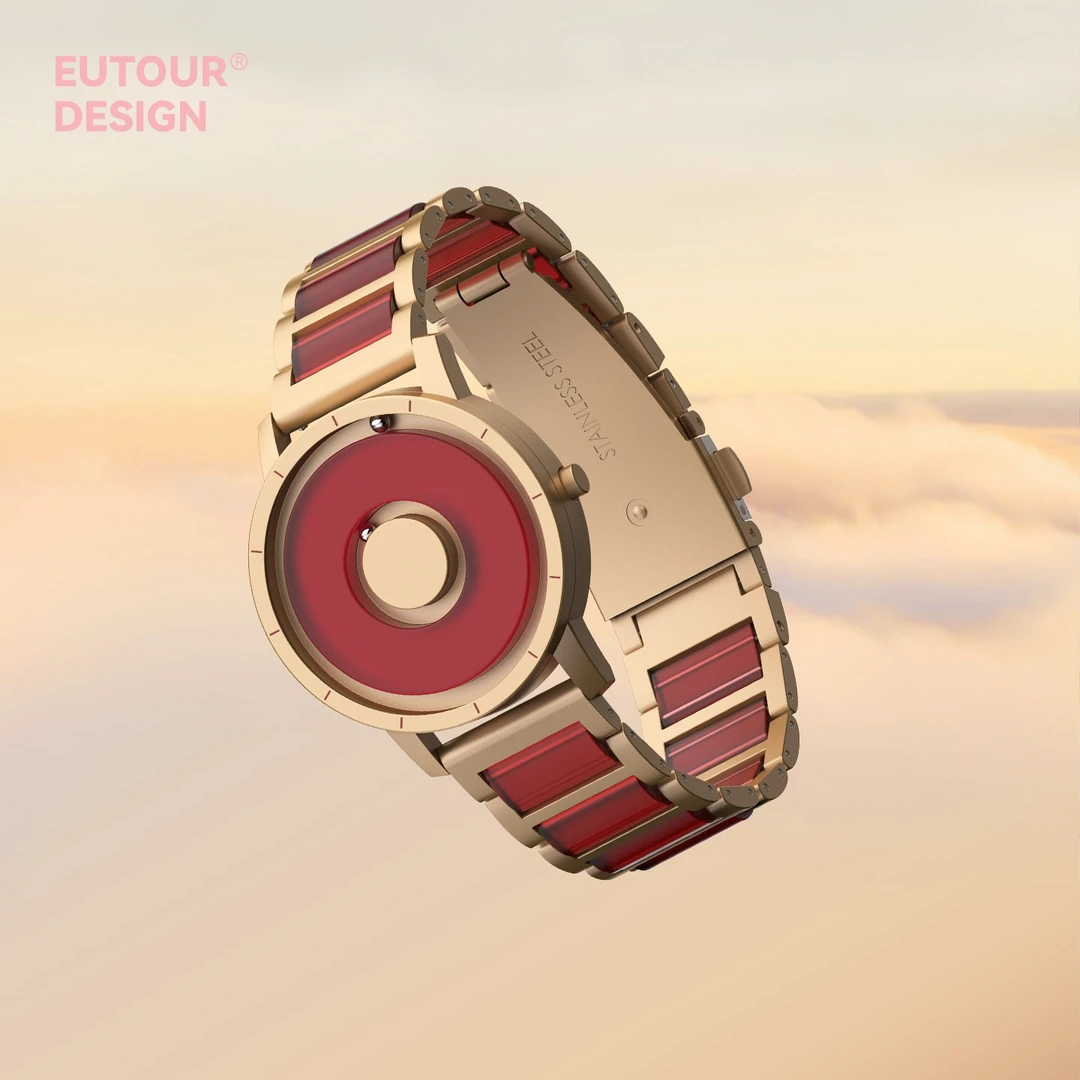 EUTOUR红玉髓系列【2025女士主推】磁力走珠无指针手表七夕幸运草