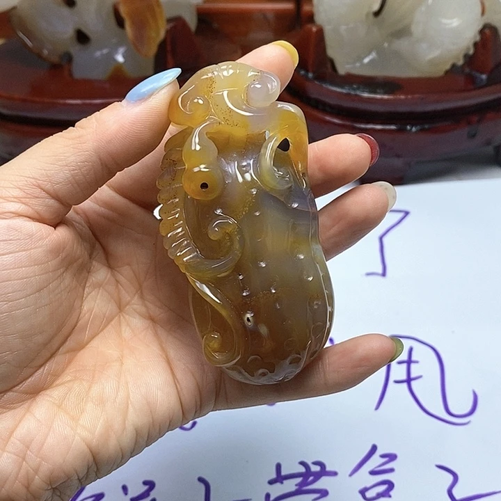 玛瑙/玉髓手把未镶嵌风**摇