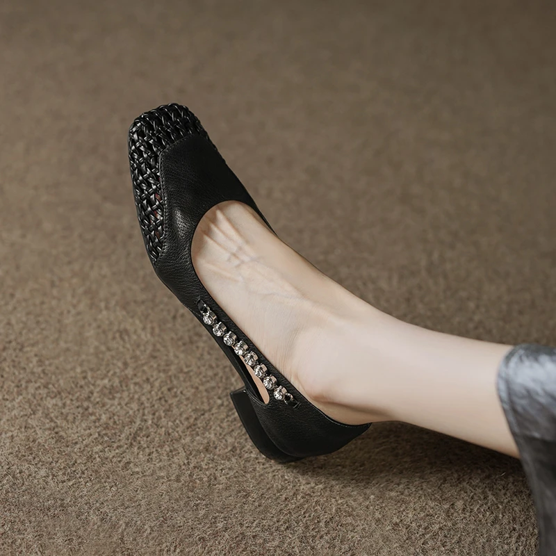 3cm/羊皮/夏季透气编织单鞋女 M392