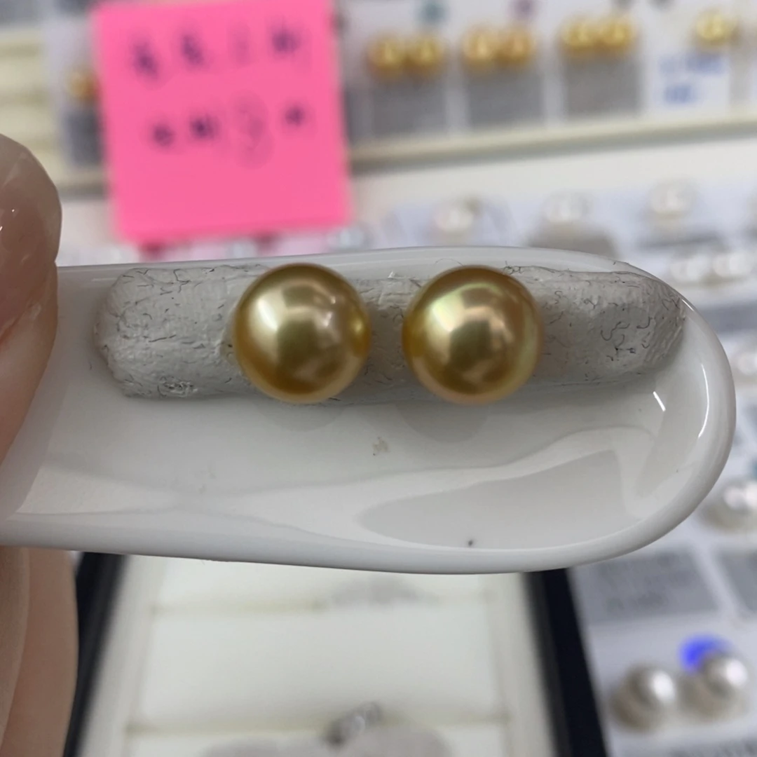 未镶嵌9.6mm正圆浓茶金南洋金珠极微瑕海水珍珠