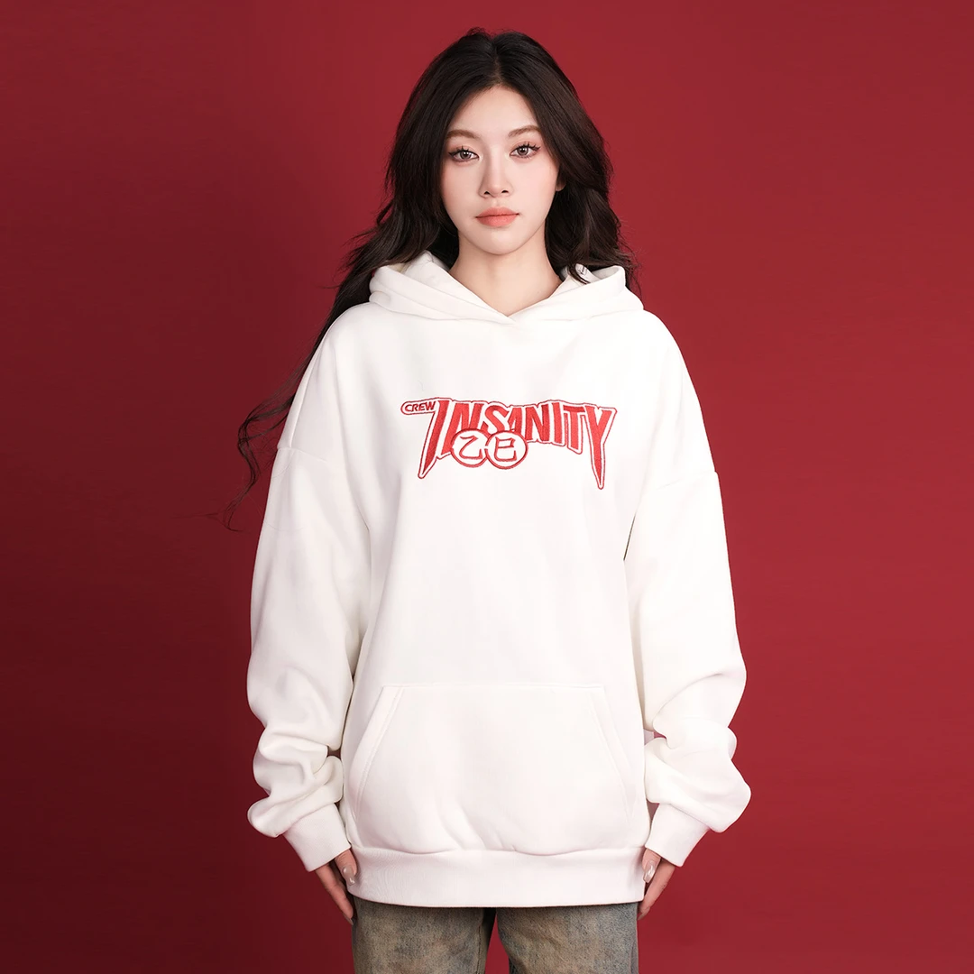 InsanityCrew蛇年限定【蛇来运转】长袖加绒套头连帽卫衣宽松潮流