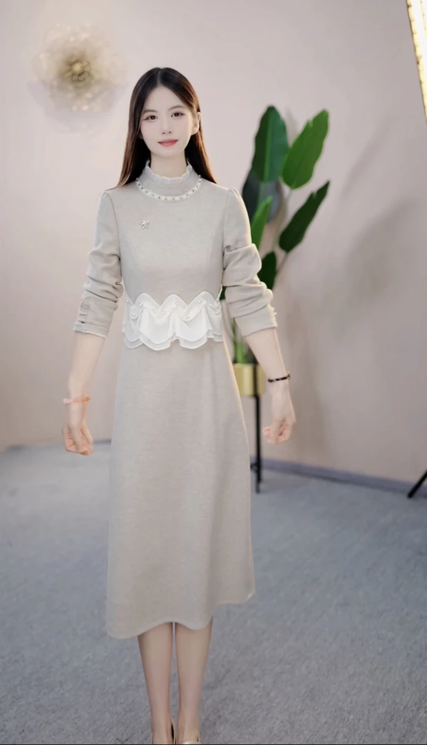 【依橙定制】KK341#2025 洋气 收腰 修身 显瘦 时尚 气质 连衣裙