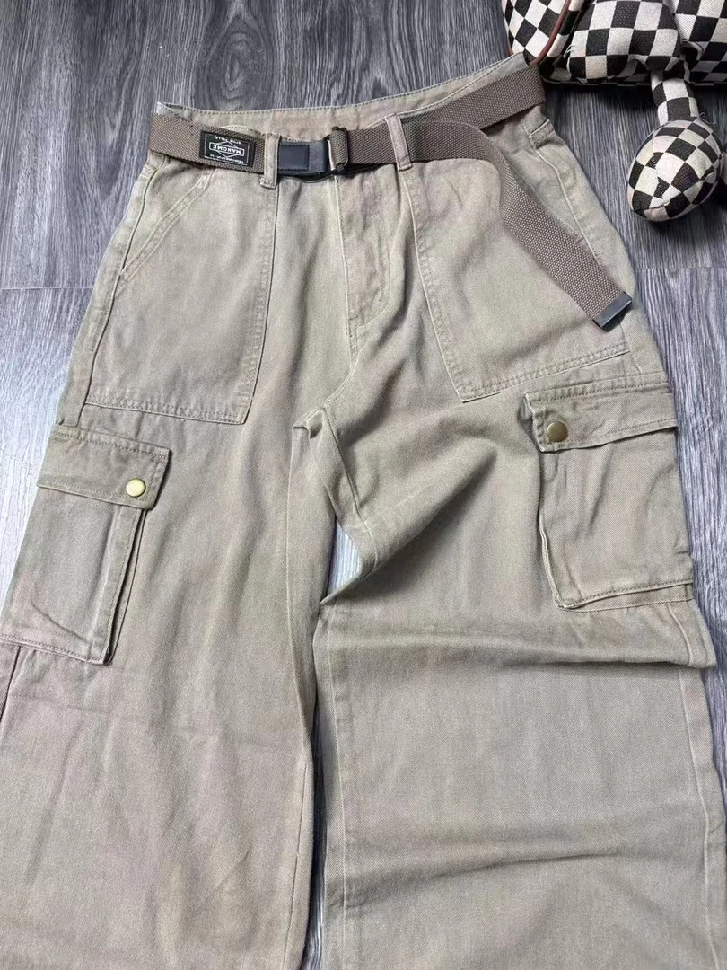 复古宽松工装裤男女通用水洗四季休闲长裤大口袋潮流做旧