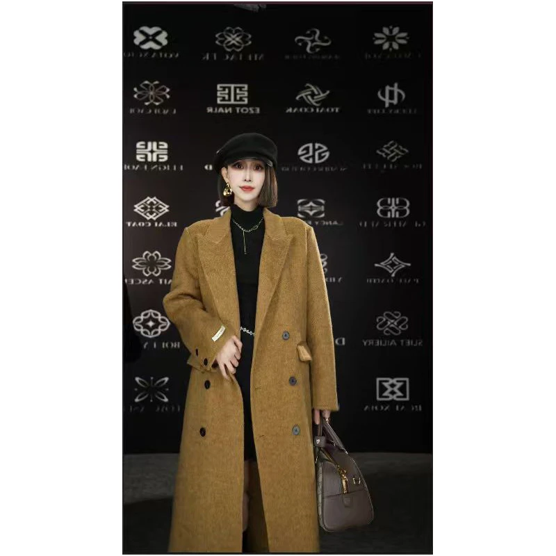 【】2025新款秋冬女长袖纯色冬季百搭宽松气质羊毛大衣25059