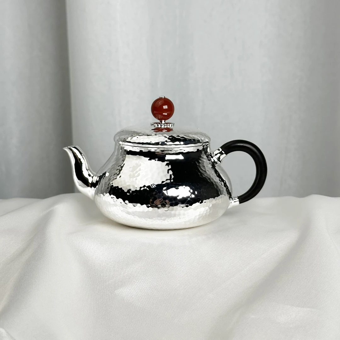 -手工锤纹文旦壶家用泡茶银壶999