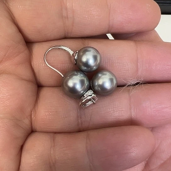 银S925镶嵌耳饰海水珍珠K****1吊坠加耳钉