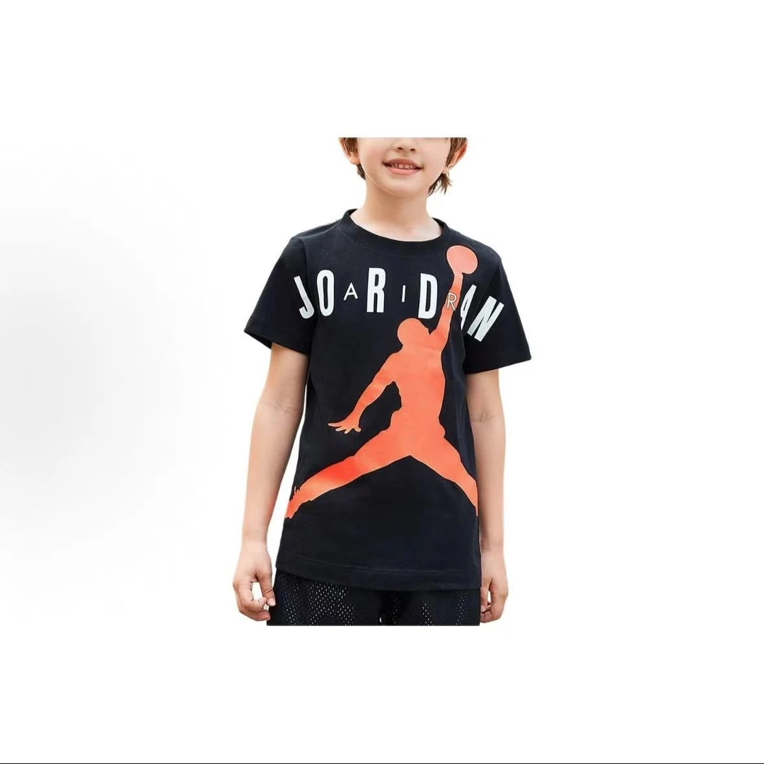 AIR JORDAN短袖T恤 正黑色/射线红中小童HA6432-010/HA6365-010