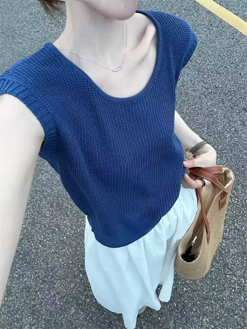 （小清家）简约百搭纯色无袖上衣