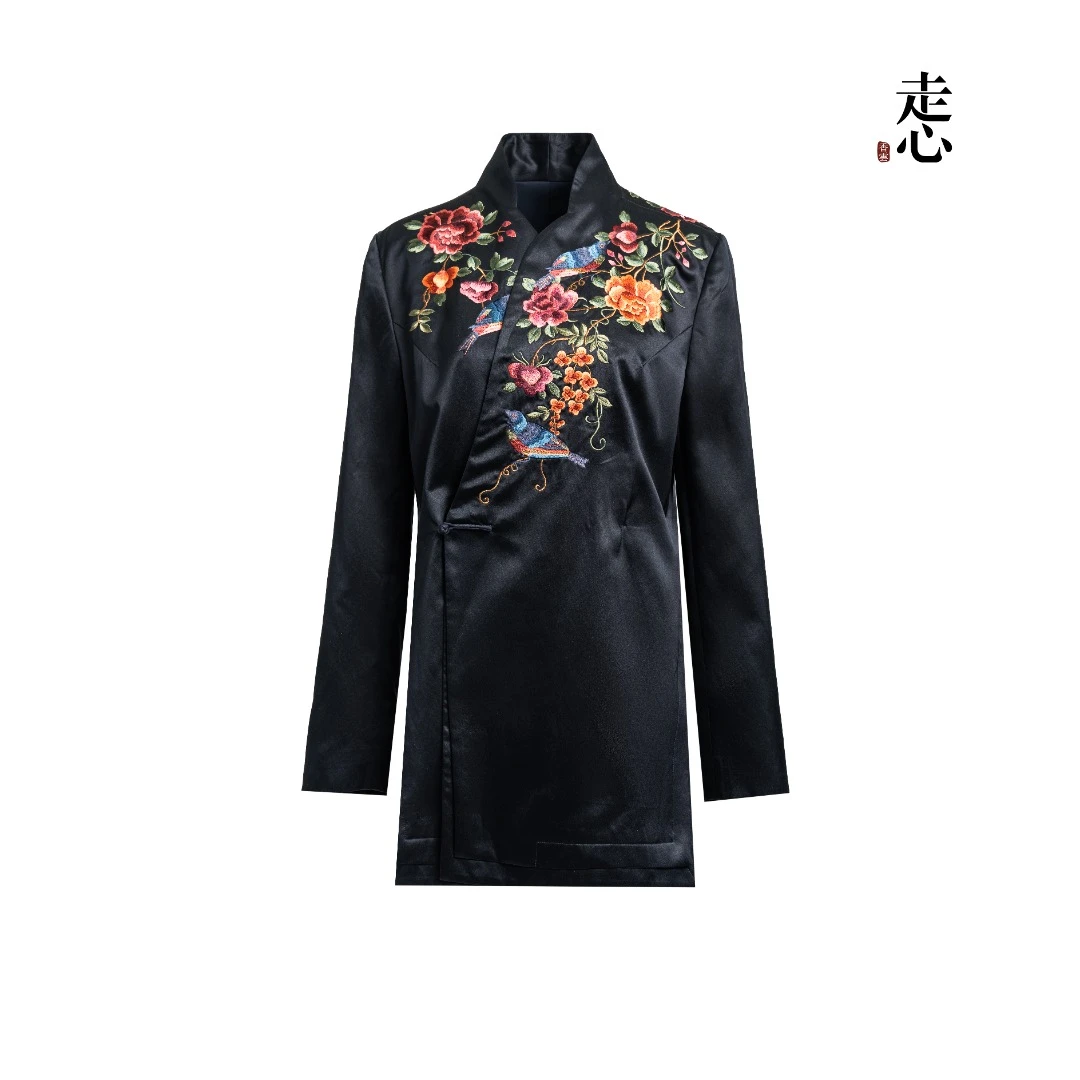 【香云走心】喜鹊牡丹极夜蓝 外套24ZWT5226