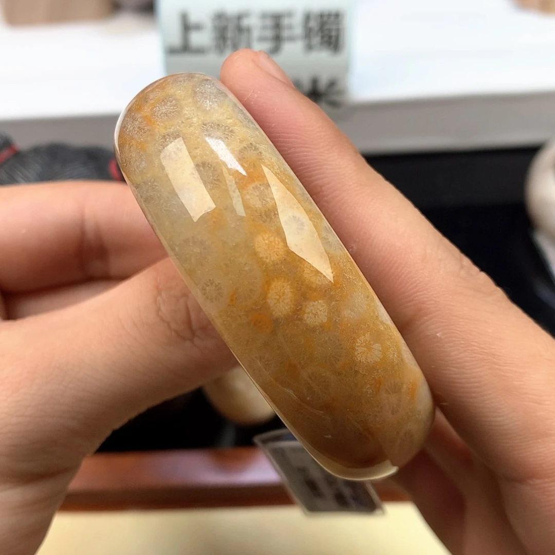 【闪购商品】颈饰未镶嵌硅化珊瑚（珊瑚玉）46号53圈金黄色调