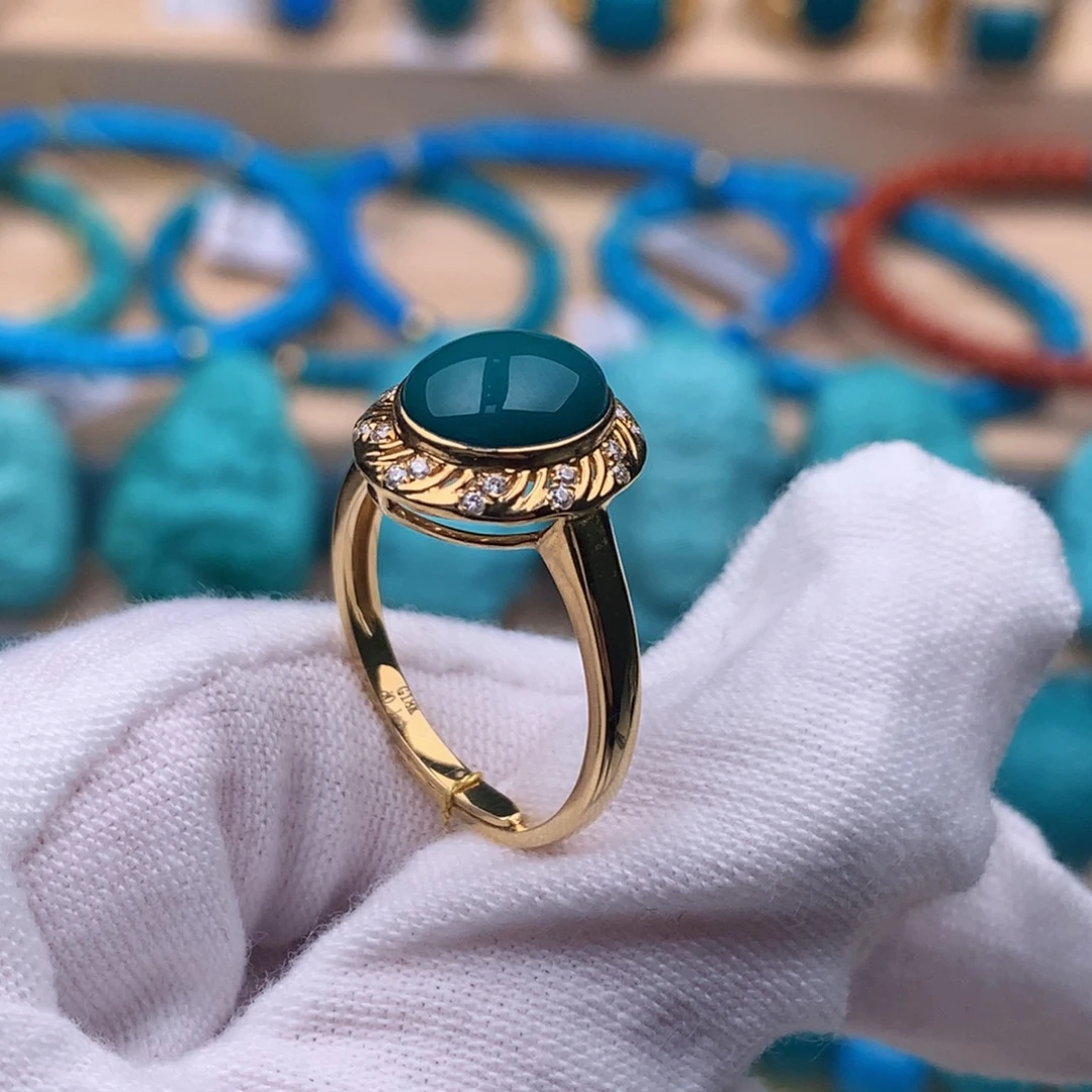 绿松石18K金镶嵌珠宝奇石