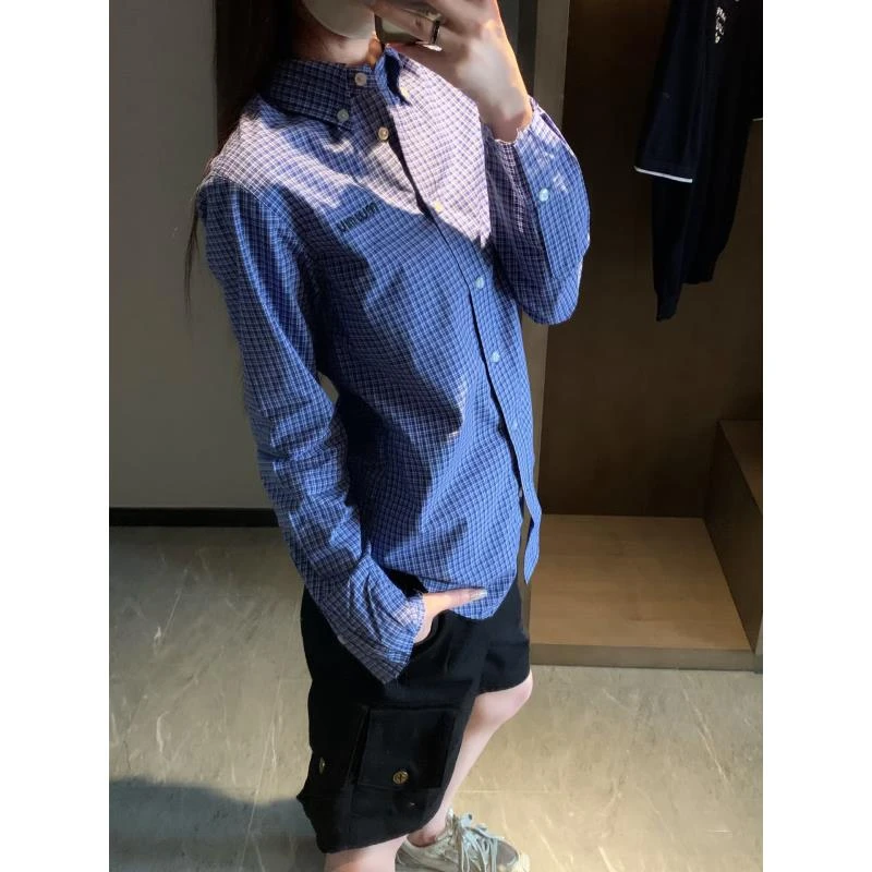 春天来了  小强和小美谈恋爱了 经典格子衬衫百搭时尚男女同款