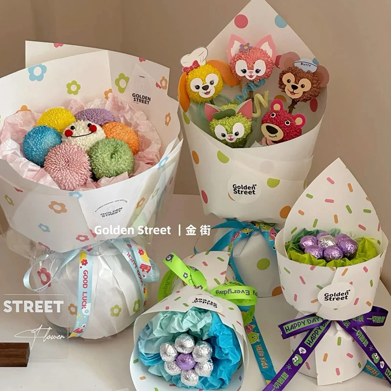 【花寻礼韵】六一儿童节彩趣波点包花纸手工花艺diy礼物包装材料