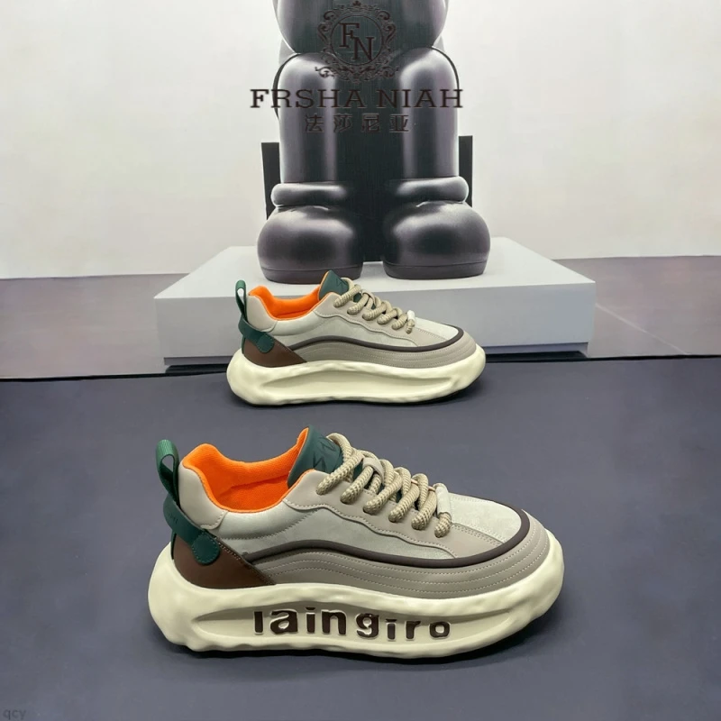 法莎尼亚男士休闲鞋秋冬款潮流厚底增高鞋时尚百搭简约轻便运动鞋