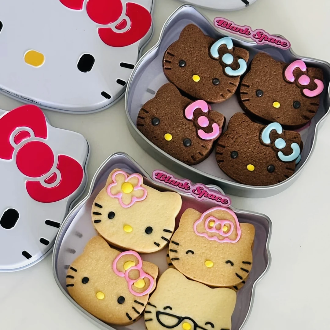 七夕礼物HelloKitty猫糖霜黄油饼干卡通可爱凯蒂猫饼干礼盒铁盒装