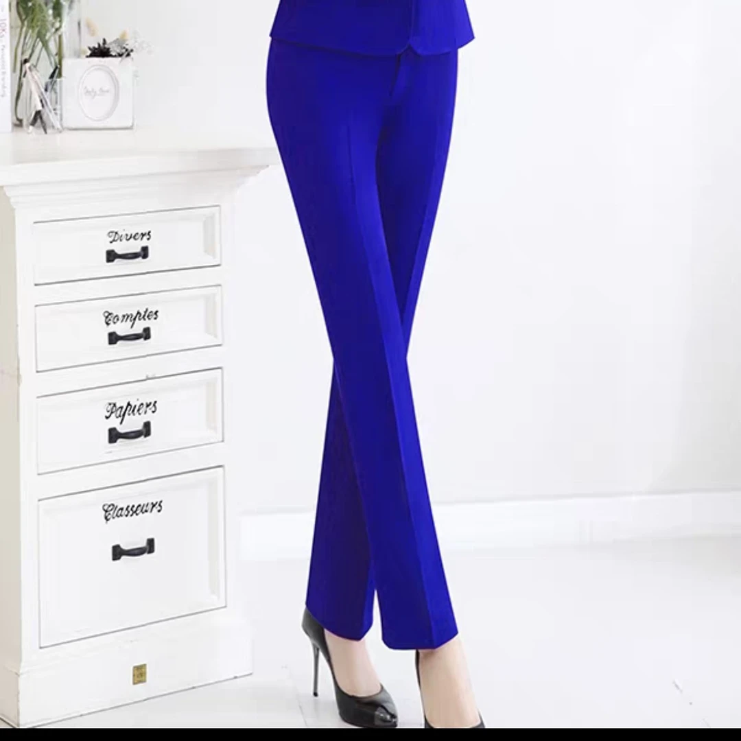 A区B382春秋新款女士高腰显瘦金丝绒直筒休闲微喇裤