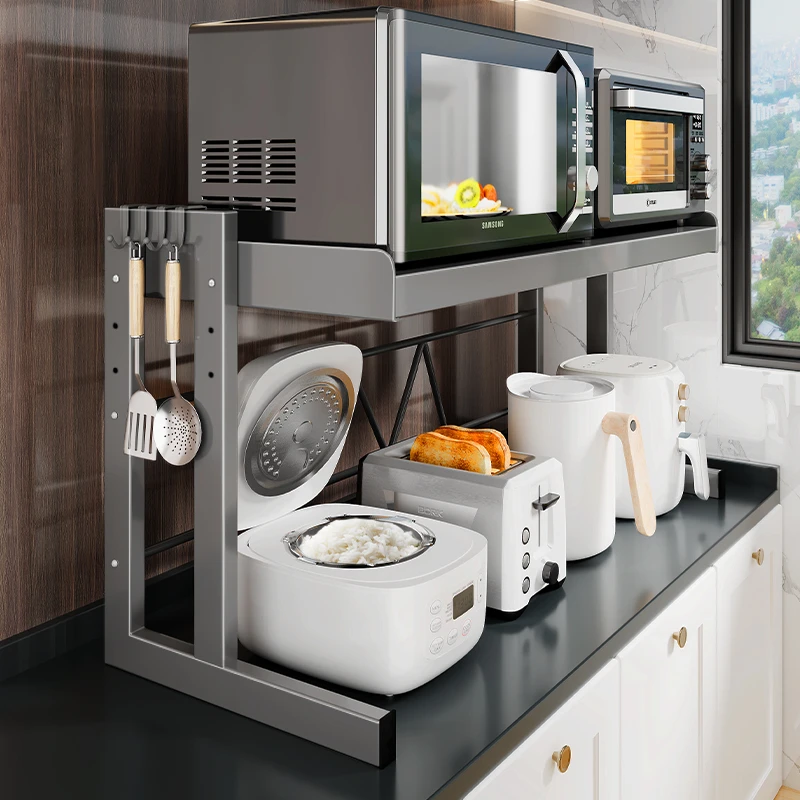厨房置物架台面多功能微波炉电饭煲一体支架电器烤箱家用收纳架子