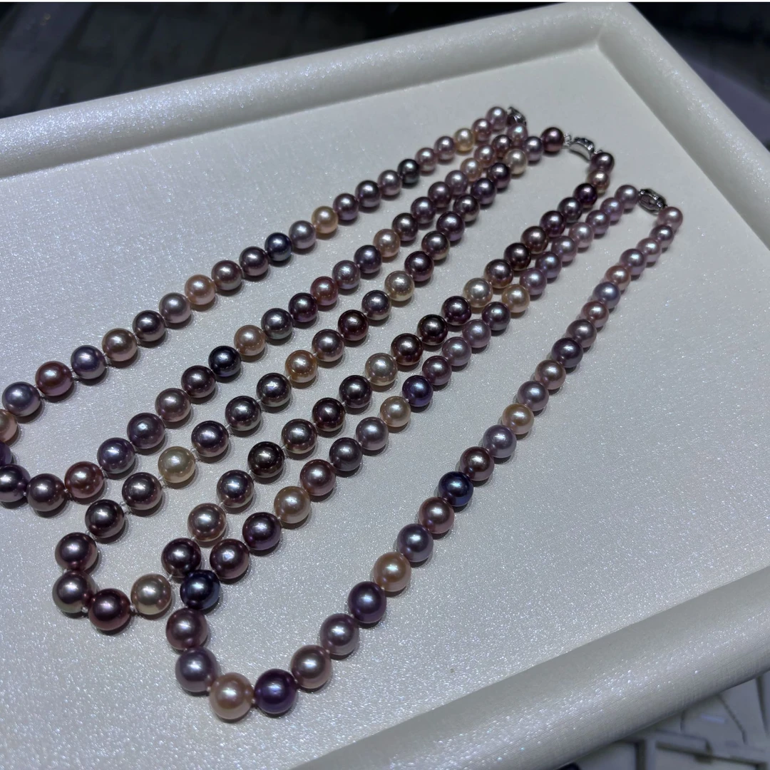 【女神节专享】混彩莫兰迪淡水珍珠时尚珠宝项链时8-10mm多样性发1